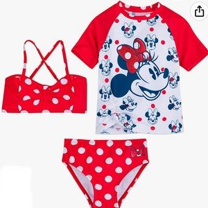 New Disney girls Minnie Mouse bikini with rash guard